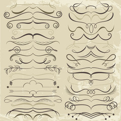 Vintage Set of calligraphic elements for design. Decorative