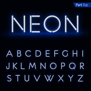Blue glowing font from a Neon tube. Vector format