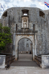 Fototapeta na wymiar Pile gate to the historic Old Town in Dubrovnik, Croatia.