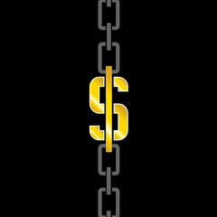 chains with dollar steel vector