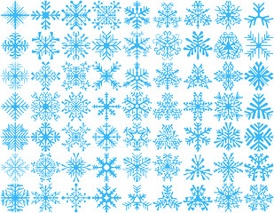 Set of 63 vector snowflakes