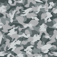 War grey urban camouflage seamless vector pattern. Can be used for wallpaper, pattern fills, web page background, surface textures. Vector illustration