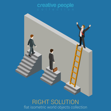 Right Solution to solve problem business, vector flat success