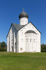 Fototapeta na wymiar Old Russian Orthodox church of the Transfiguration on Ilyina in Novgorod on a summer day