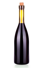 Elegant bottle of red wine with cork isolated