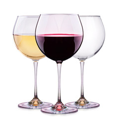 Set from glasses with wine isolated on a white 