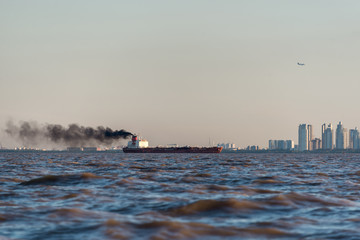 International Cargo Boat Pollution. Buenos Aires.