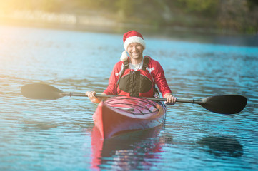santa kayaking