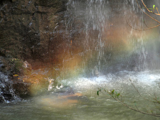 Thailand waterfall in Sukhothai (Tad Dao) with rainbows