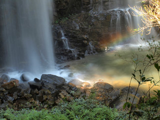 Fototapeta na wymiar Thailand waterfall in Sukhothai (Tad Dao) with rainbows