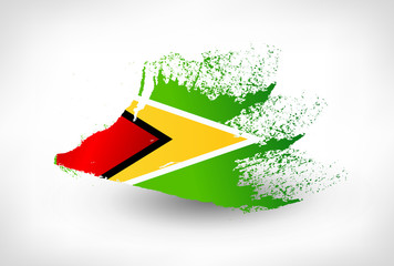 Brush painted flag of Guyana