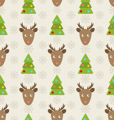 Christmas Seamless Pattern with Deers