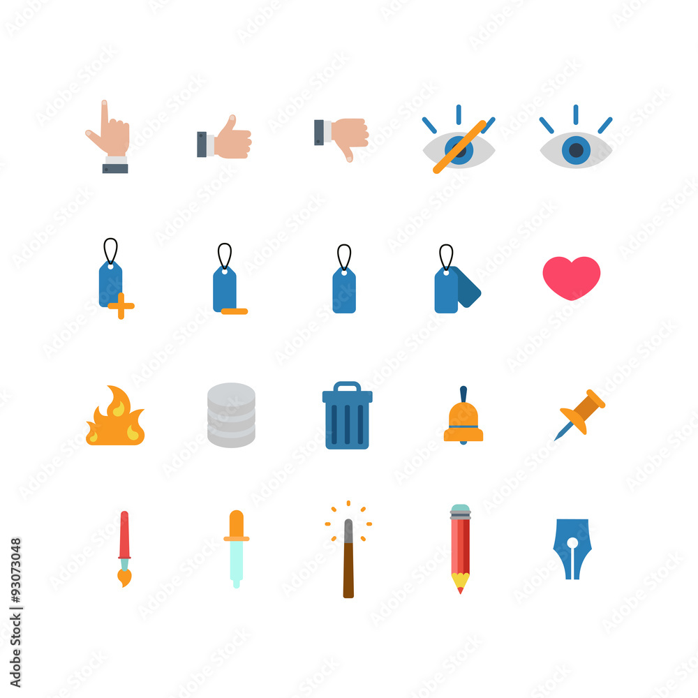 Poster flat vector web mobile app icon: like dislike touch label heart