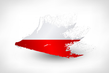 Brush painted flag of Poland