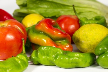 Red and green vegetables of different types