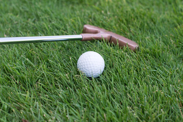 close of putter and ball
