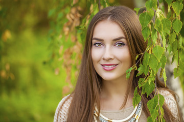 Naklejka premium Portrait close up of young beautiful blonde girl