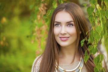 Fototapeta premium Portrait close up of young beautiful blonde girl
