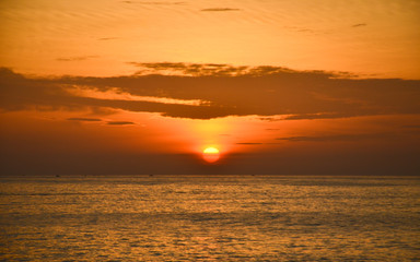 beautiful sunset on sea with special color