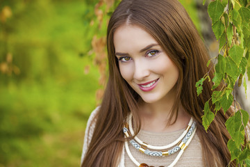 Fototapeta premium Portrait close up of young beautiful blonde girl
