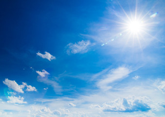 The blue sky with clouds, background