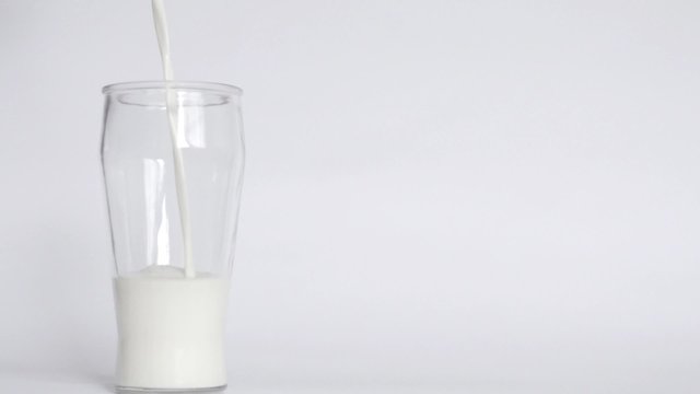 Glass of milk. Fill a glass of milk.