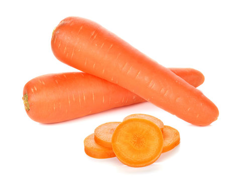 fresh carrots isolated on white background