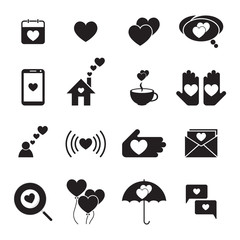 love icons set for valentine day and wedding