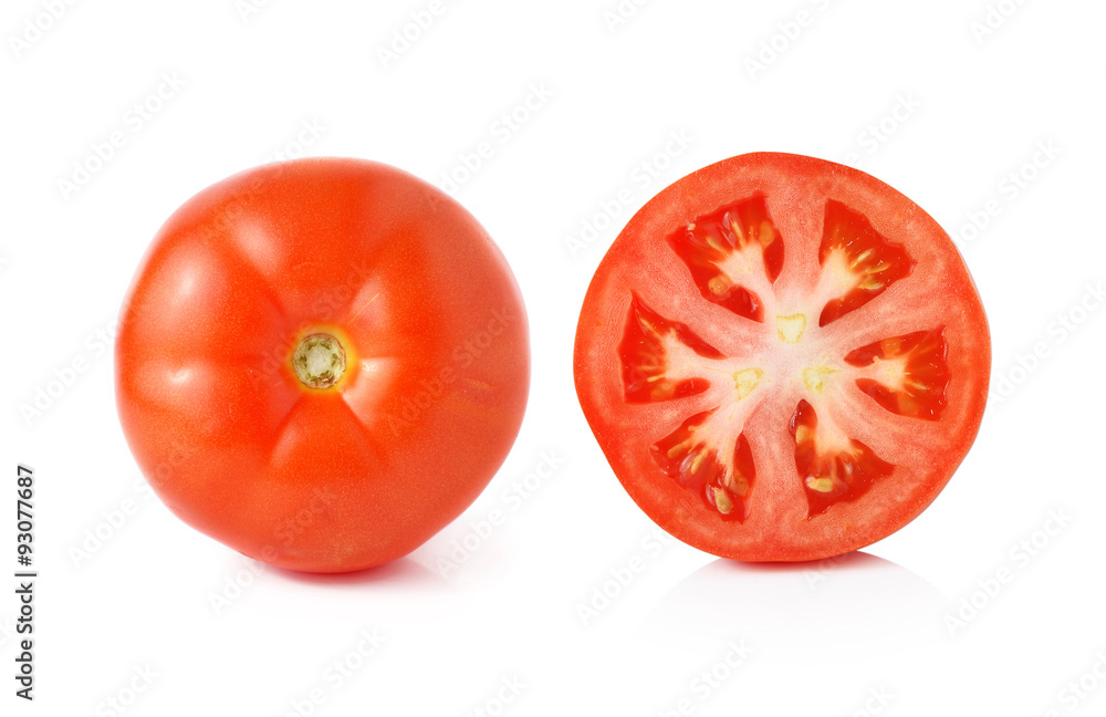 Wall mural Fresh red tomatoes isolated on white