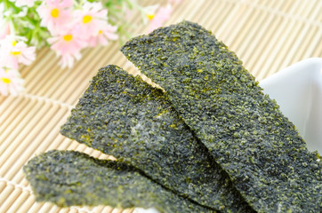 Fried seaweed.