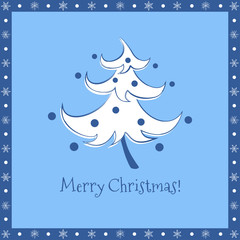 Four variations of christmas card with funny dancing decorated christmas tree in blue