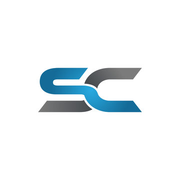 SC company linked letter logo blue