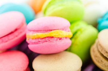 Fototapeta na wymiar French colorful macarons.