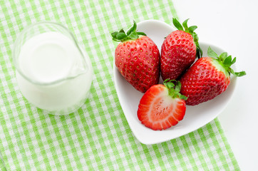 Fresh strawberries and milk.