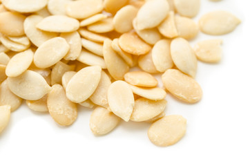 Crack shell watermelon seeds.