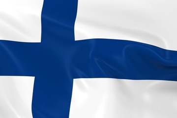 Obraz premium Waving Flag of Finland - 3D Render of the Finnish Flag with Silky Texture