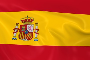 Waving Flag of Spain - 3D Render of the Spanish Flag with Silky Texture