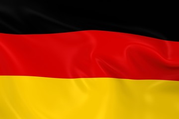 Waving Flag of Germany - 3D Render of the German Flag with Silky Texture
