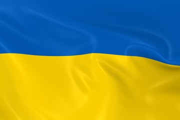 Waving Flag of Ukraine - 3D Render of the Ukrainian Flag with Silky Texture