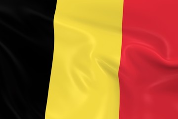 Waving Flag of Belgium - 3D Render of the Belgian Flag with Silky Texture