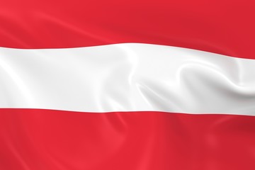 Waving Flag of Austria - 3D Render of the Austrian Flag with Silky Texture