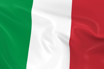 Waving Flag of Italy - 3D Render of the Italian Flag with Silky Texture