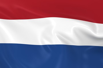 Waving Flag of the Netherlands - 3D Render of the Dutch Flag with Silky Texture
