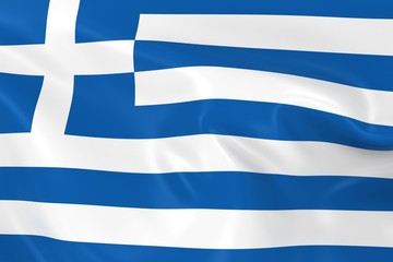 Waving Flag of Greece - 3D Render of the Greek Flag with Silky Texture