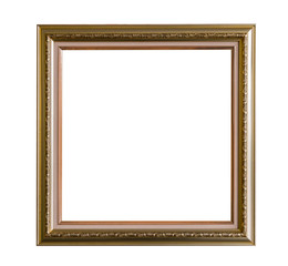 Gold frame Elegant vintage Isolated on white background