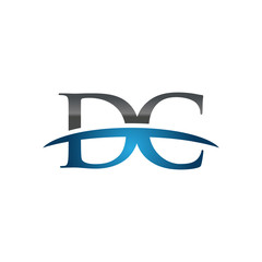 DC initial company swoosh logo blue