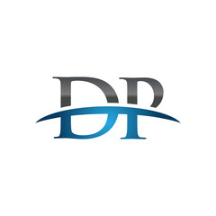 DP initial company swoosh logo blue
