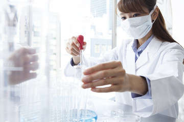 Female researcher has developed a new product in the laboratory