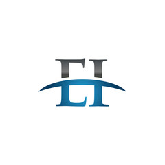 EI initial company swoosh logo blue