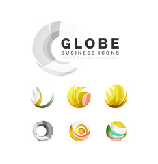 Set of globe sphere or circle logo business icons